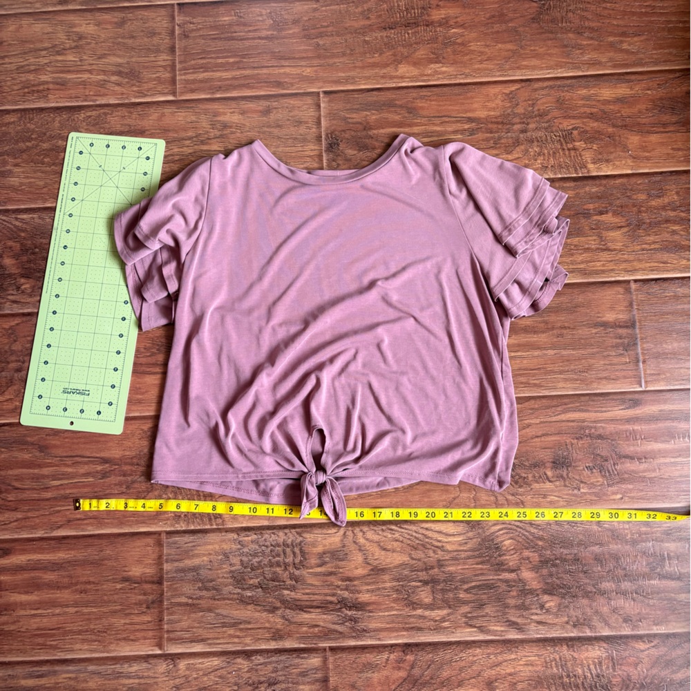 Pink Clover Mauve Tie-Front Top